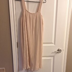 Zara Blush Pleated Dress With Belt Can Be Worn Without Also Is Lined